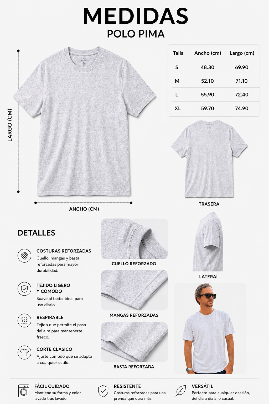 Polo Básico Gris Melange Pima Corte Clásico