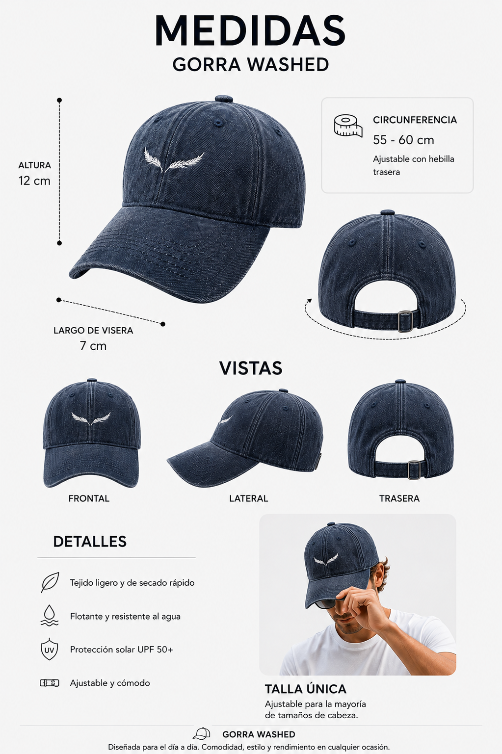 Gorra Washed Azul