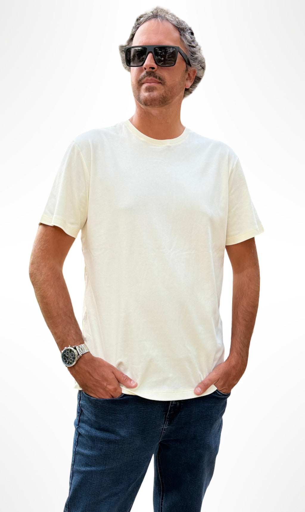 Polo Básico Beige Claro Pima Corte Moderno