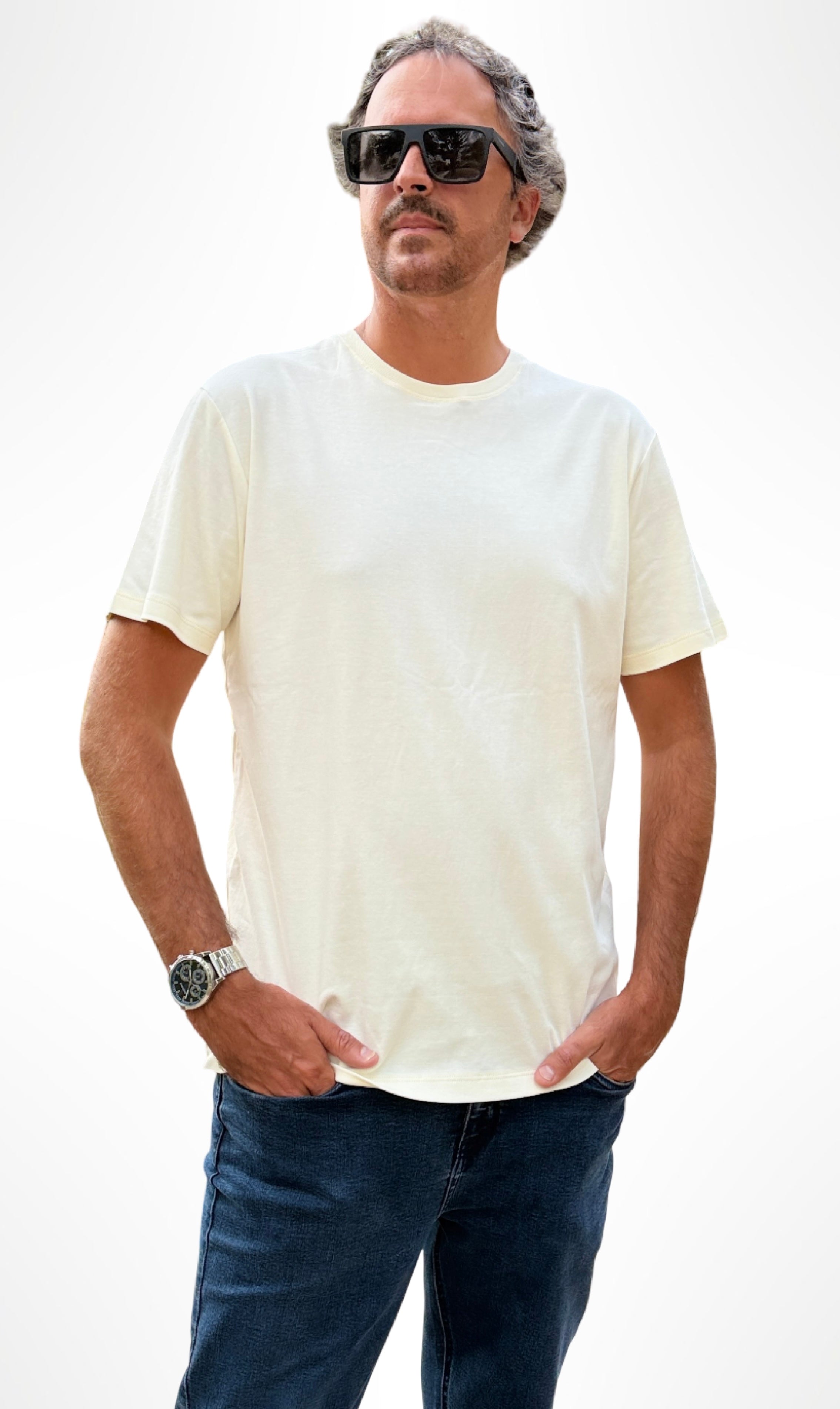 Polo Básico Beige Claro Pima Corte Moderno