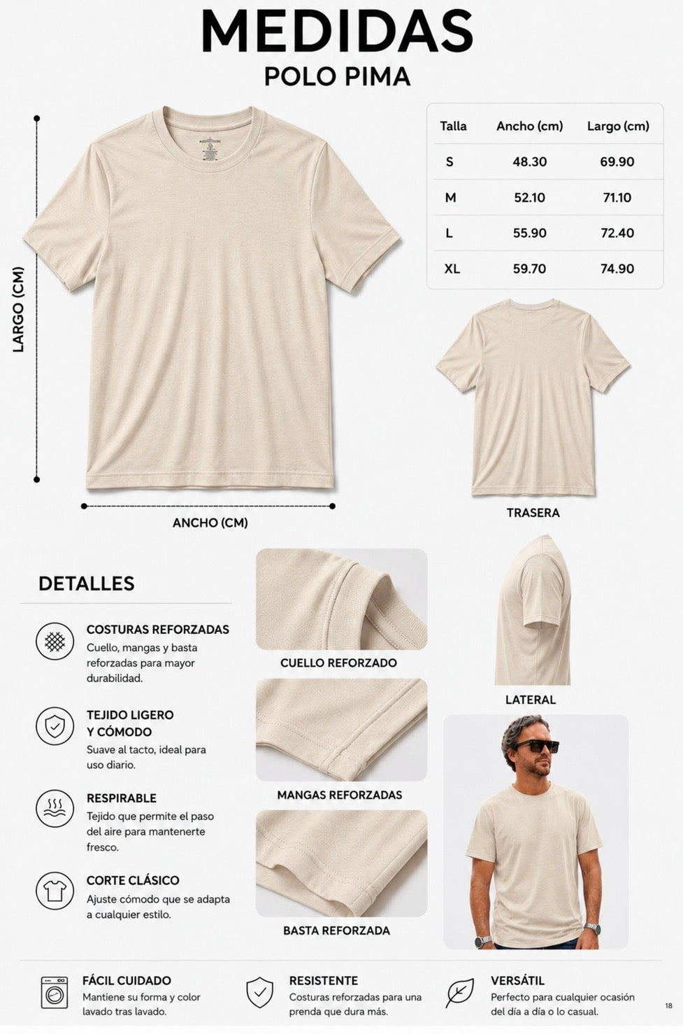Polo Básico Beige Pima Corte Clásico