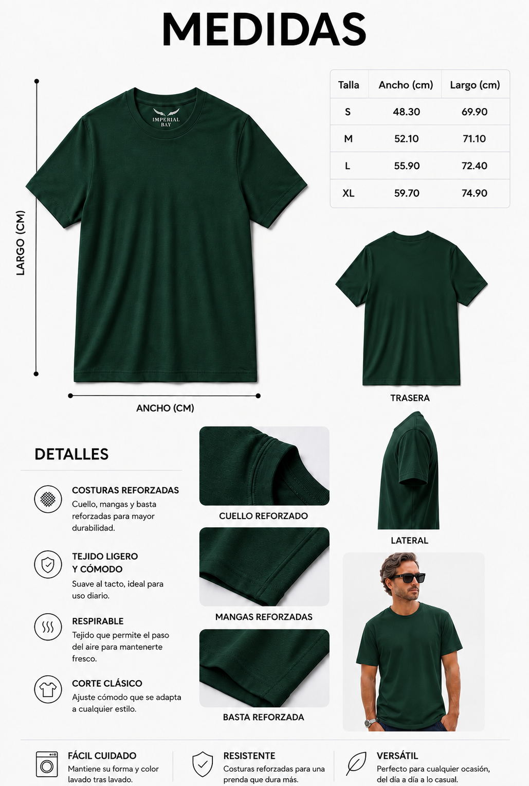 Polo Básico Verde Botella Pima Corte Clásico