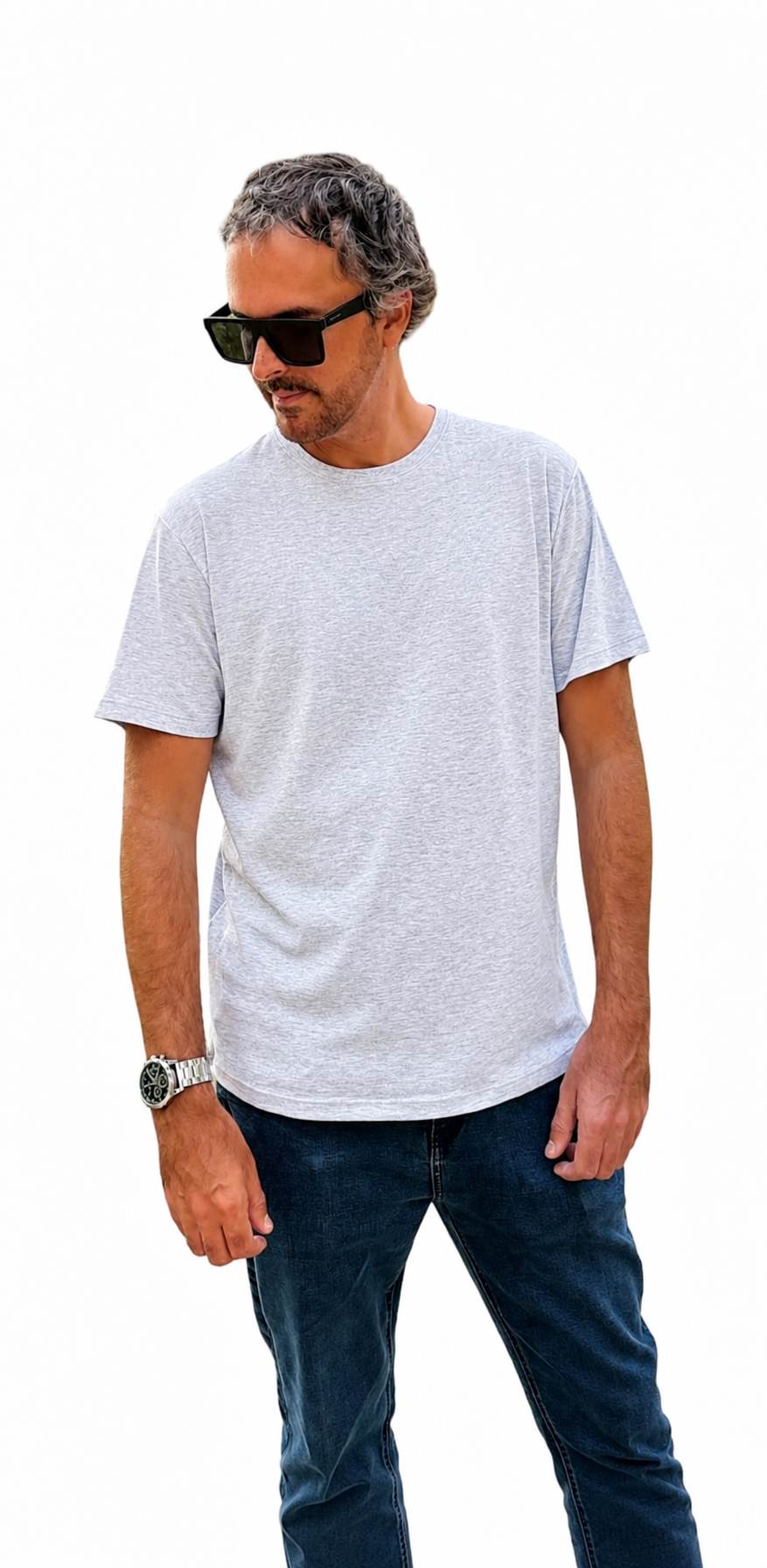 Polo Básico Gris Melange Pima Corte Moderno