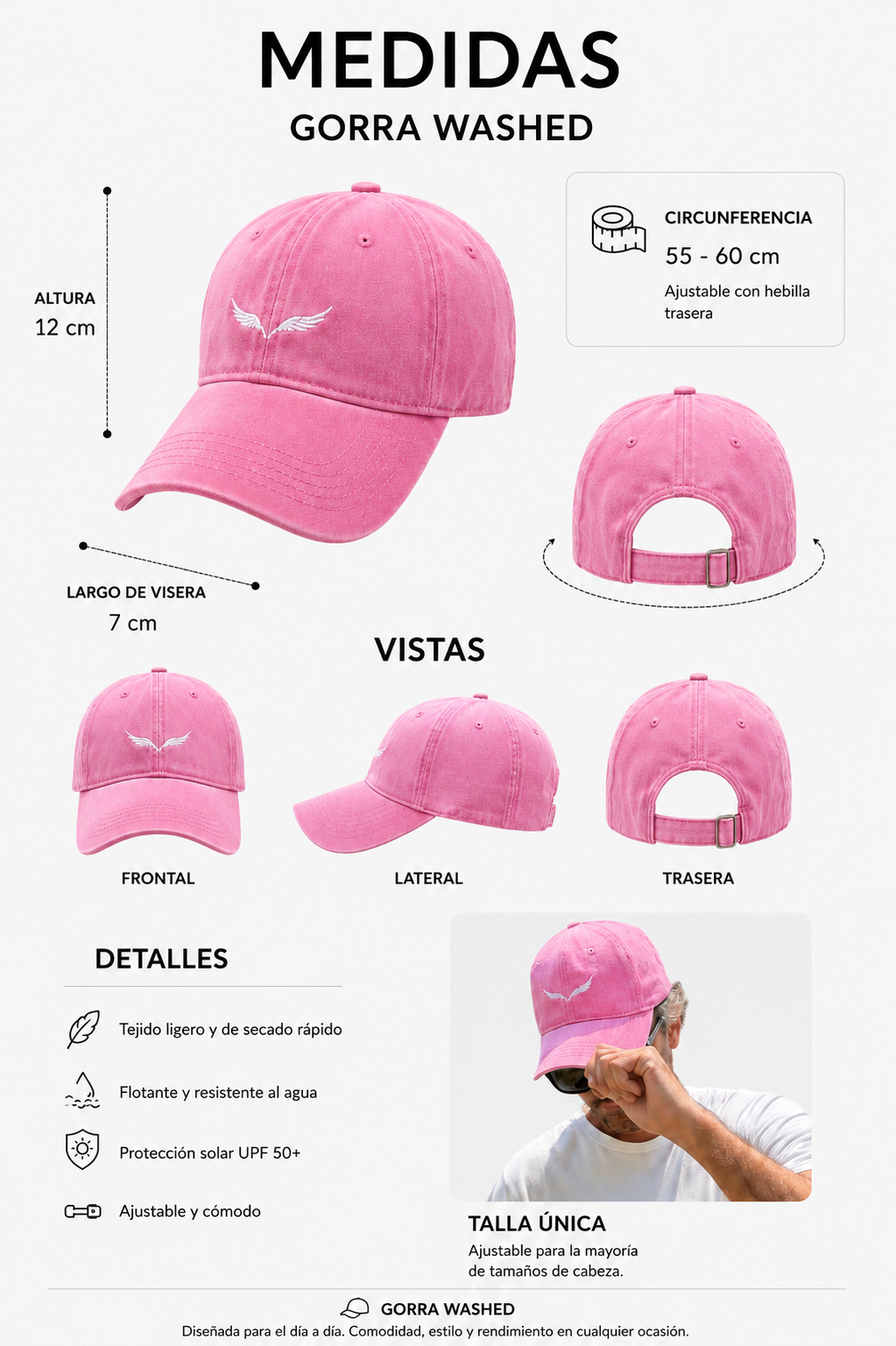 Gorra Washed Rosada