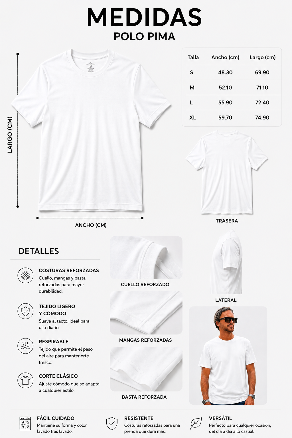 Polo Básico Blanco Pima Corte Clásico
