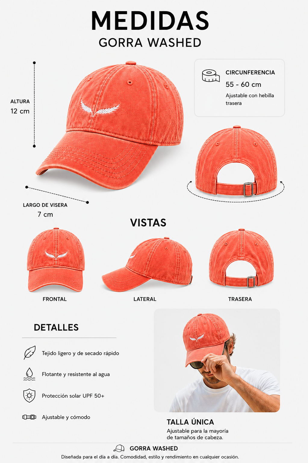Gorra Washed Naranja