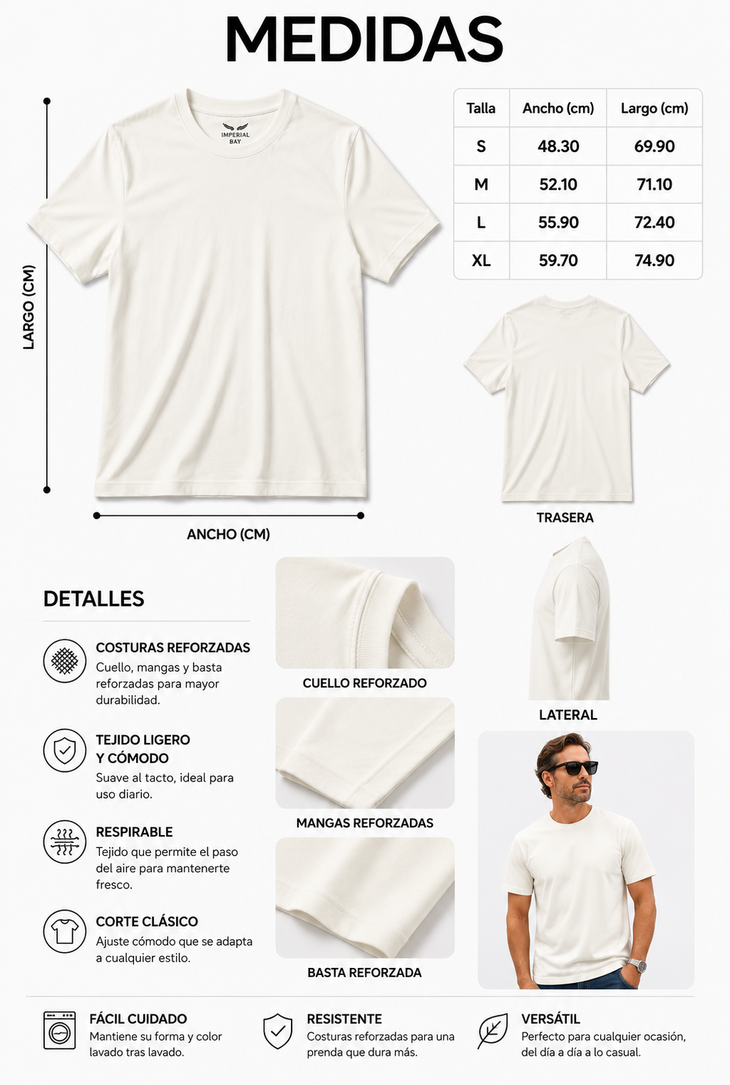 Polo Básico Blanco Perla Pima Corte Clásico